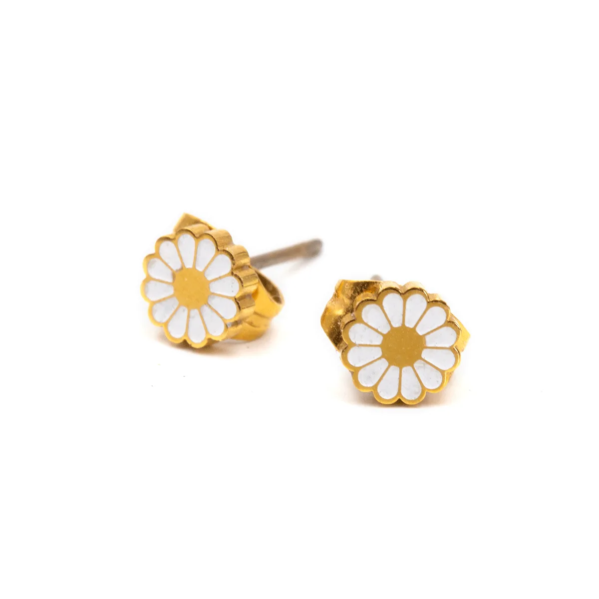 White Daisy Micro Stud Earrings
