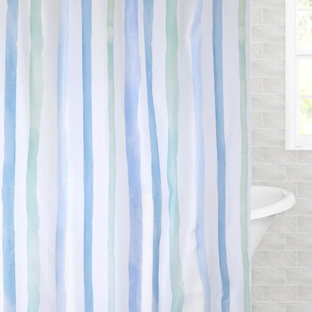 The Watercolor Stripes Shower Curtain