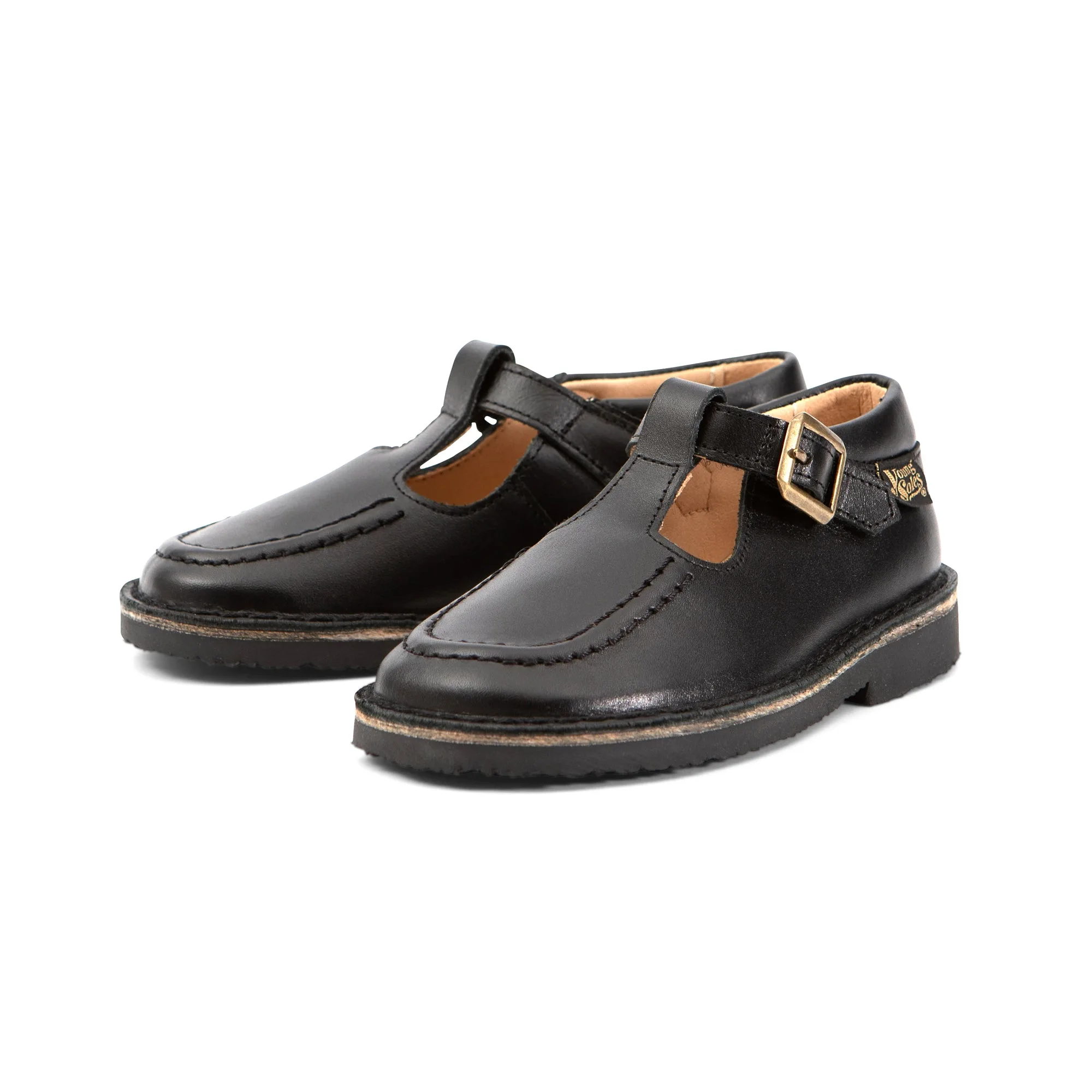 Parker T-Bar Kids Shoe Black Leather