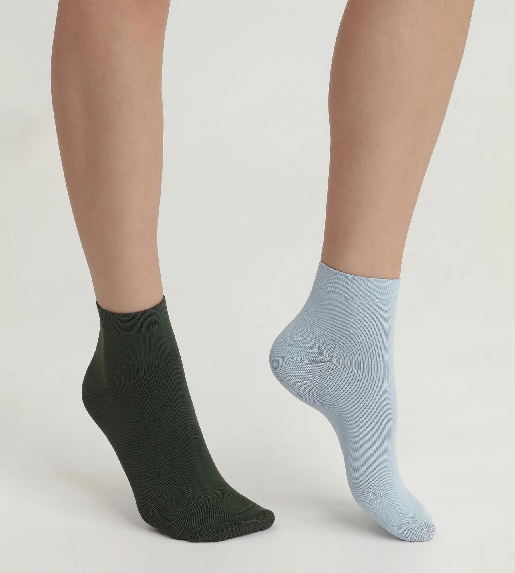 Lote de 2 pares de calcetines mujer verde azul Skin