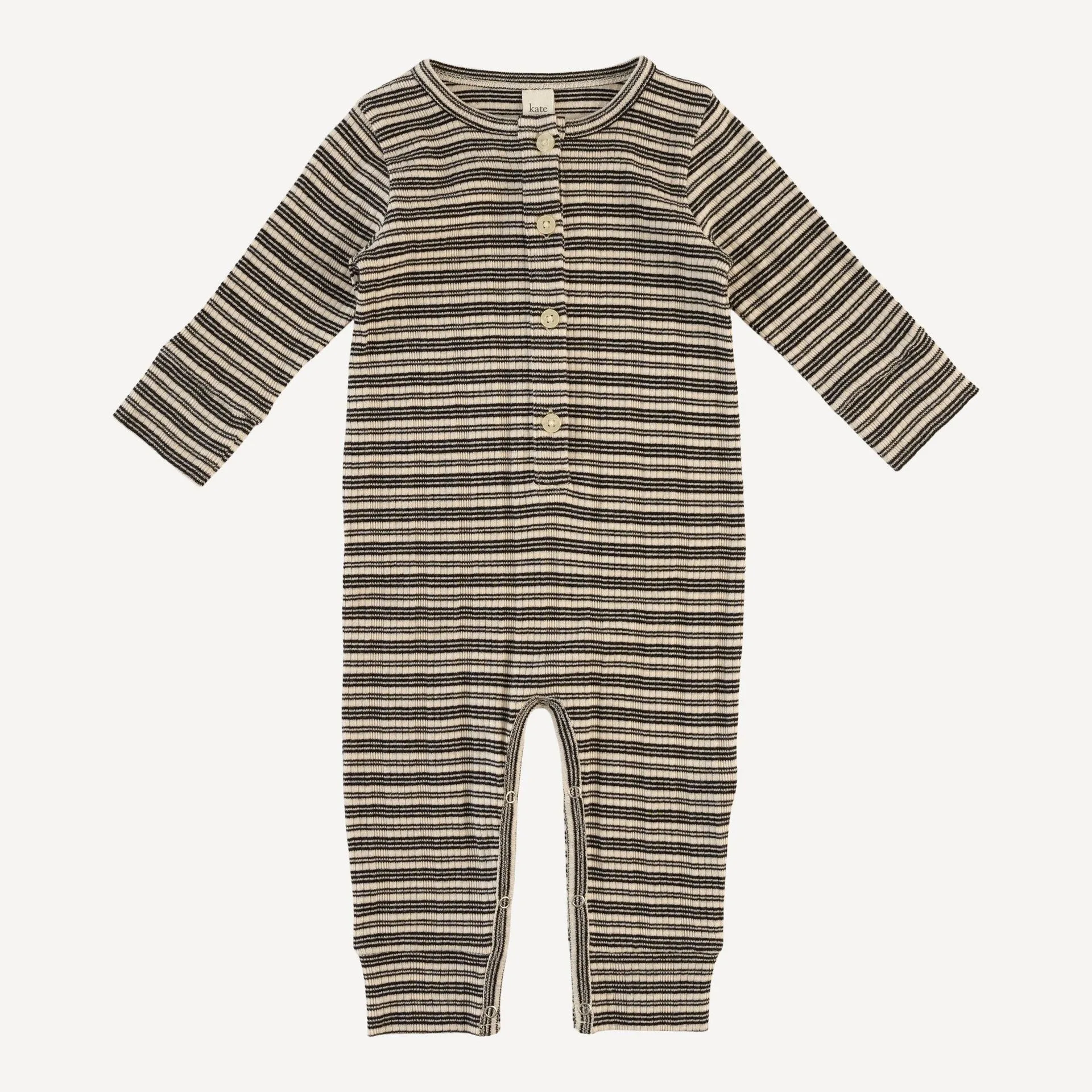 long sleeve sport union suit | black stripe | organic cotton multi rib