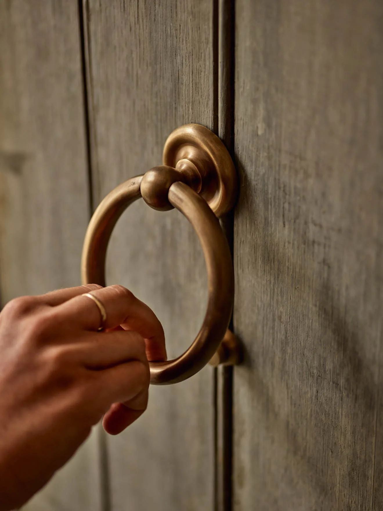 Grove Door Knocker, Antique Brass