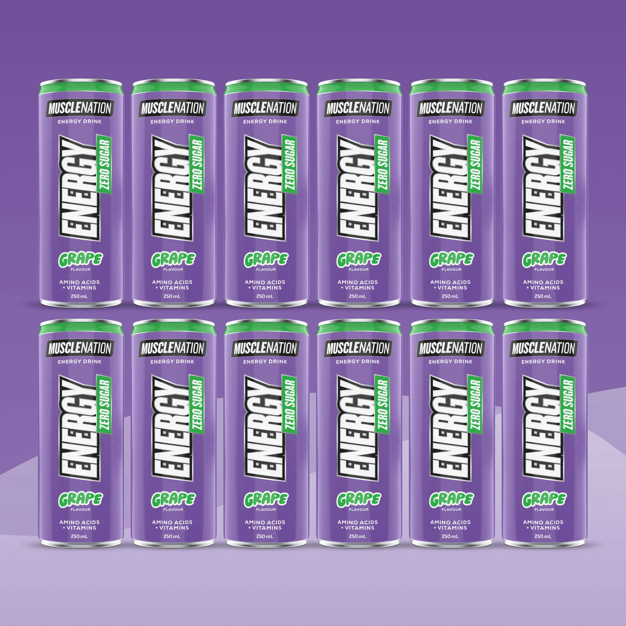 MN ENERGY DRINK Zero Sugar - Grape 250ml Can (12 Pack)