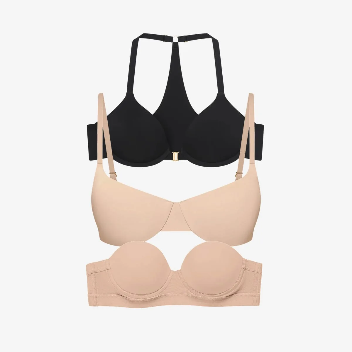 Summer Bra Solution 3 Bra Bundle Black/Buff/Buff