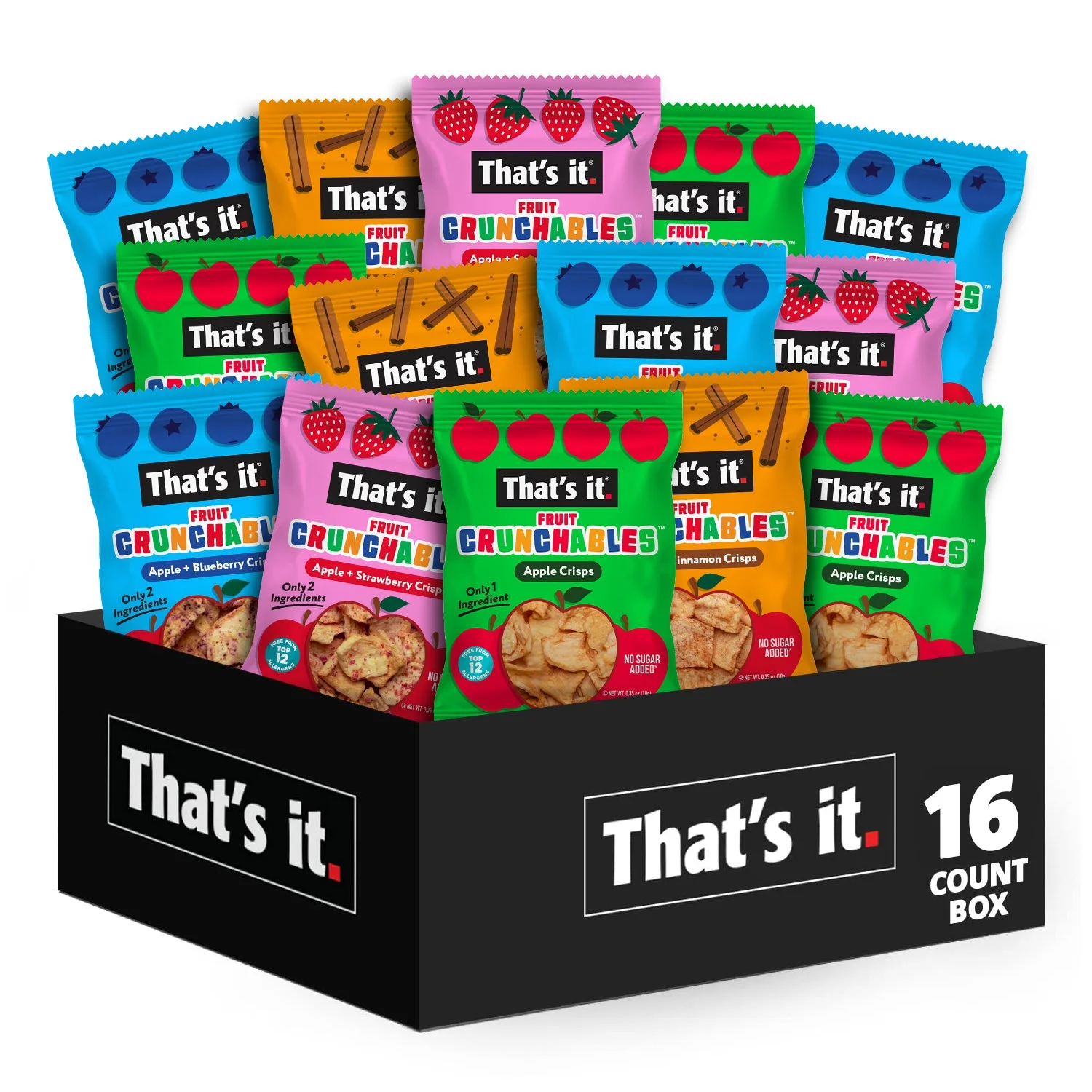 Fruit Crunchables Apple Crisps Variety Pack - Apple, Blueberry, Cinnamon & Strawberry (16 Packs)