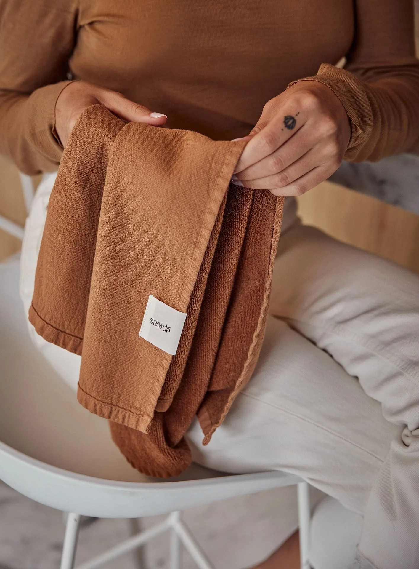 Vintage Wash Tea Towel | Terracotta