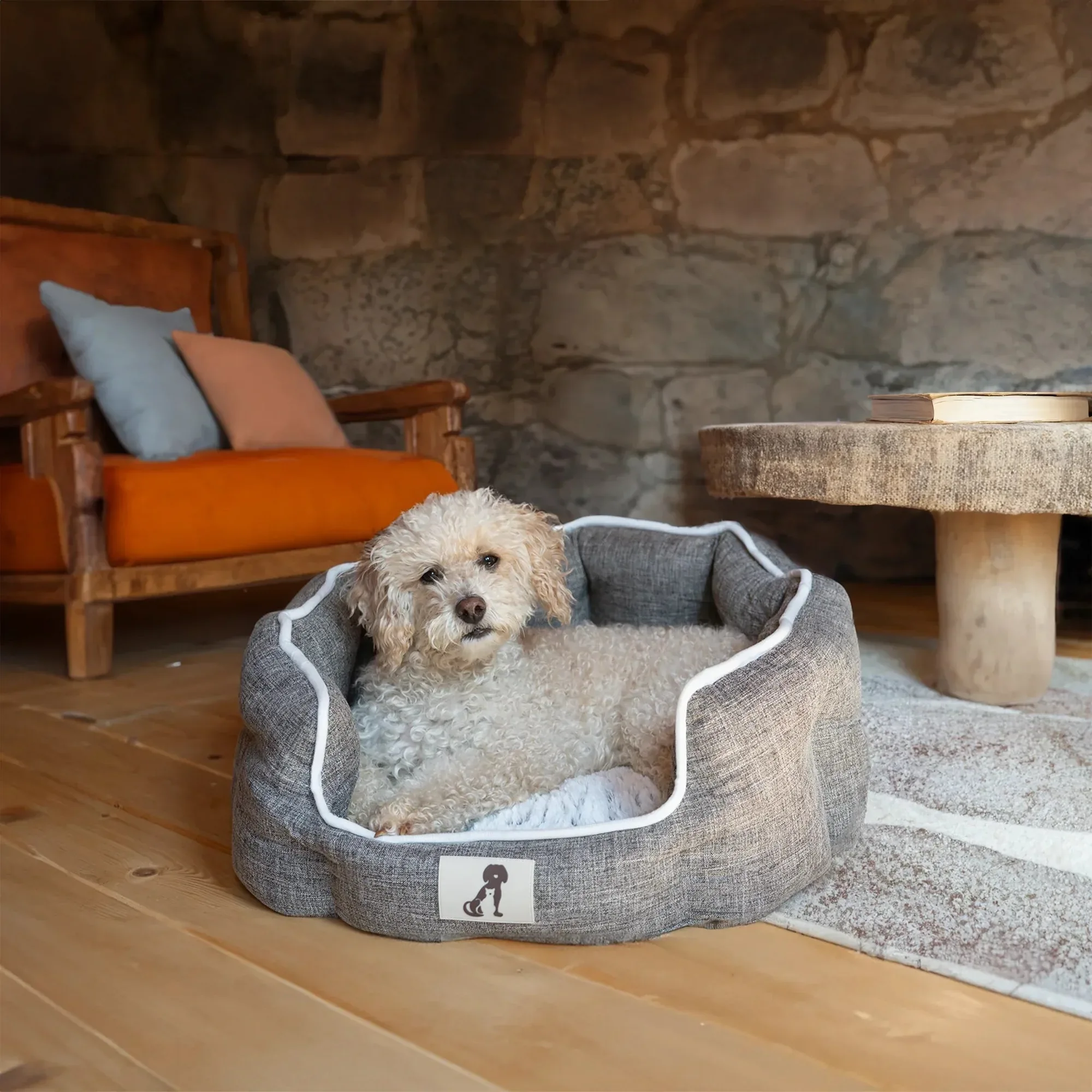 AllPetSolutions Alfie Oval Soft Dog Bed - Brown - S/M/L