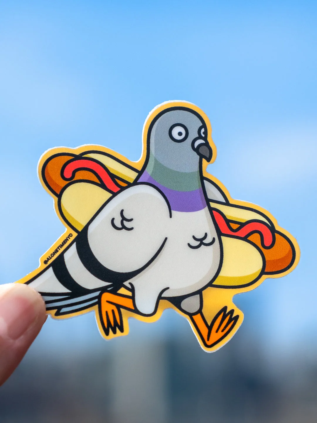 Autocollant vinyle découpé - Hot-dog pigeon