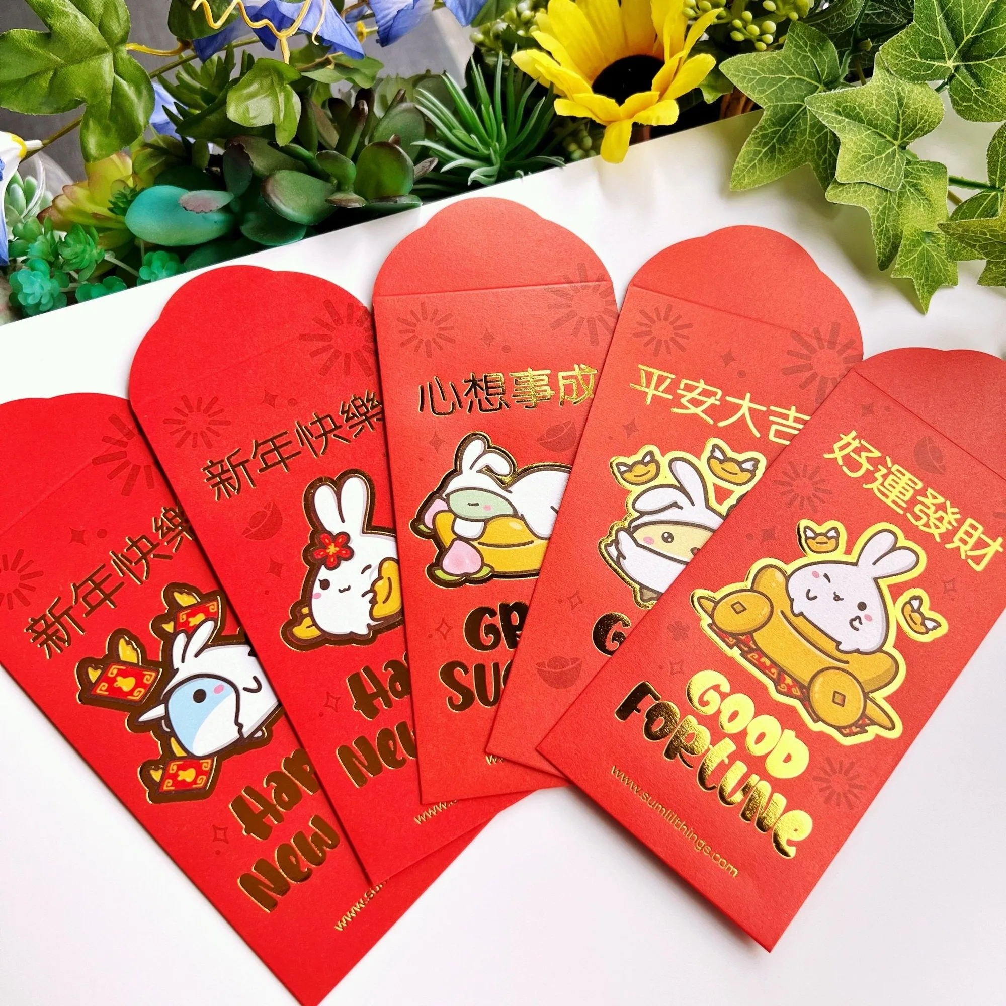 Red Pockets - Year of the Rabbit (Set of 5)