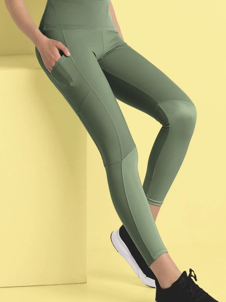 Leggings Akty con tasche - VERDE MILITARE - AT04