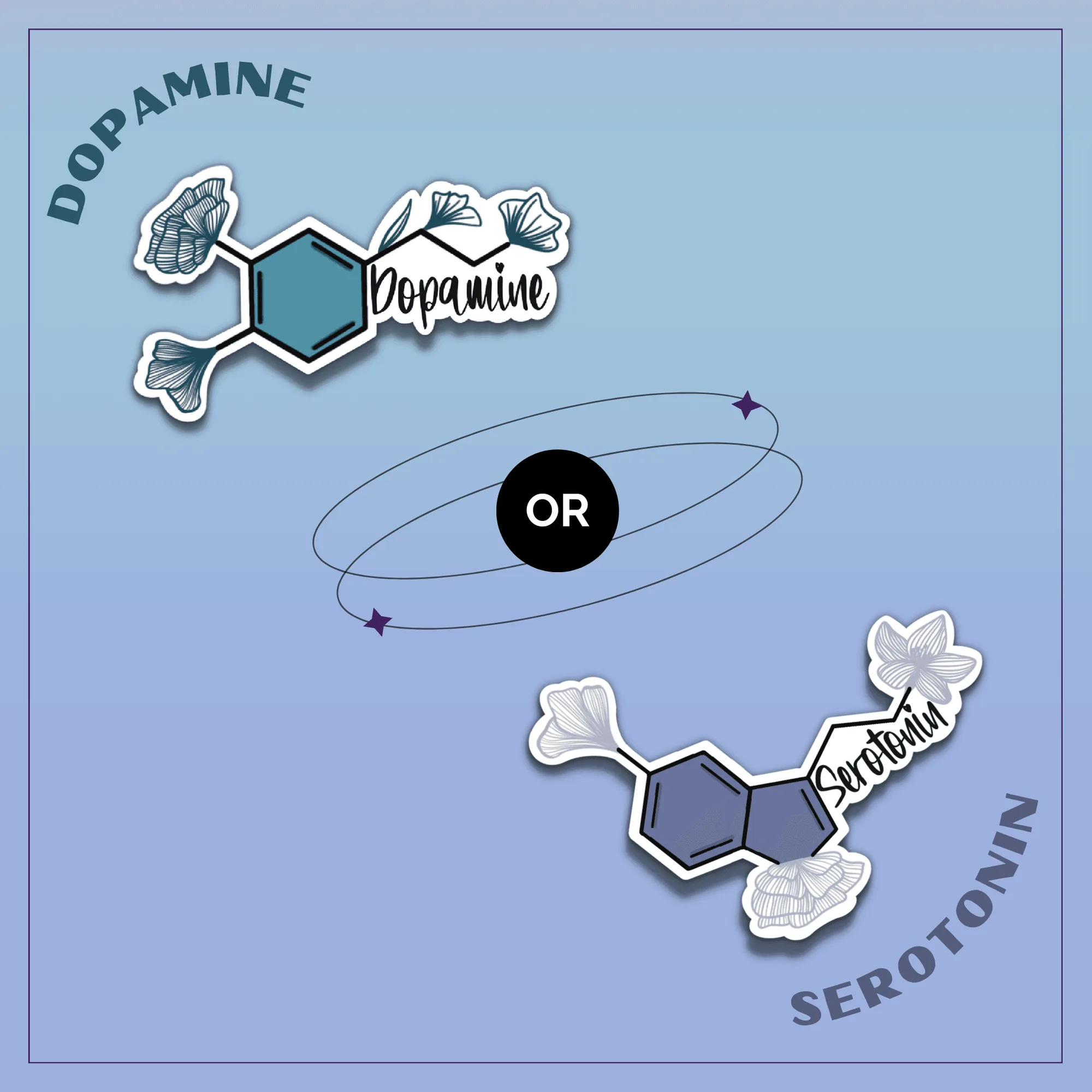 Serotonin- und Dopamin-Aufkleber