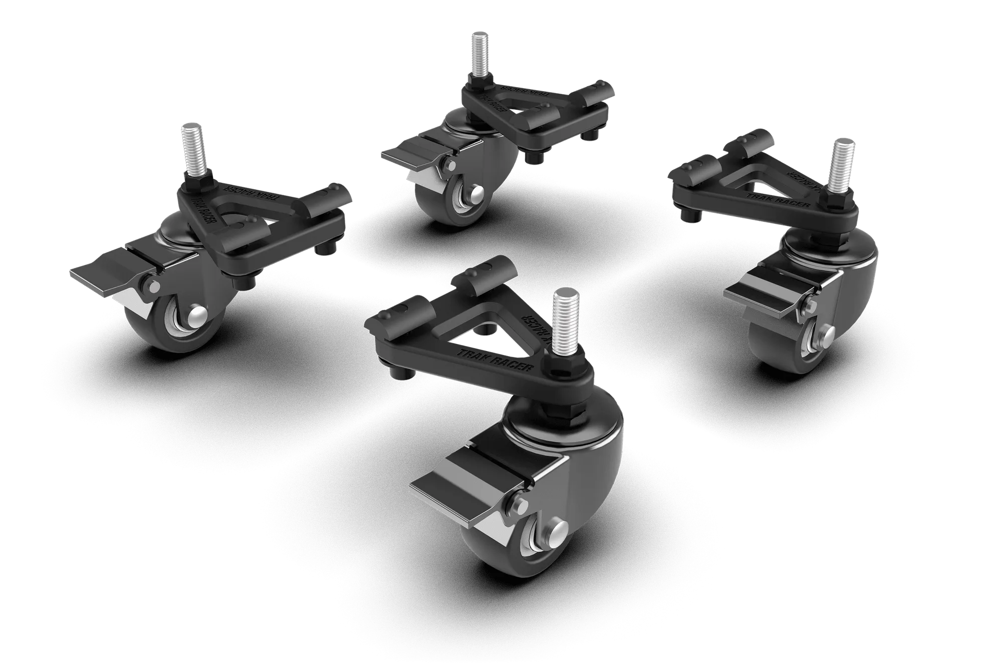 Universal Commercial-Grade Caster Wheels with Brake and Mounting Brackets for Aluminum Extrusion Cockpits