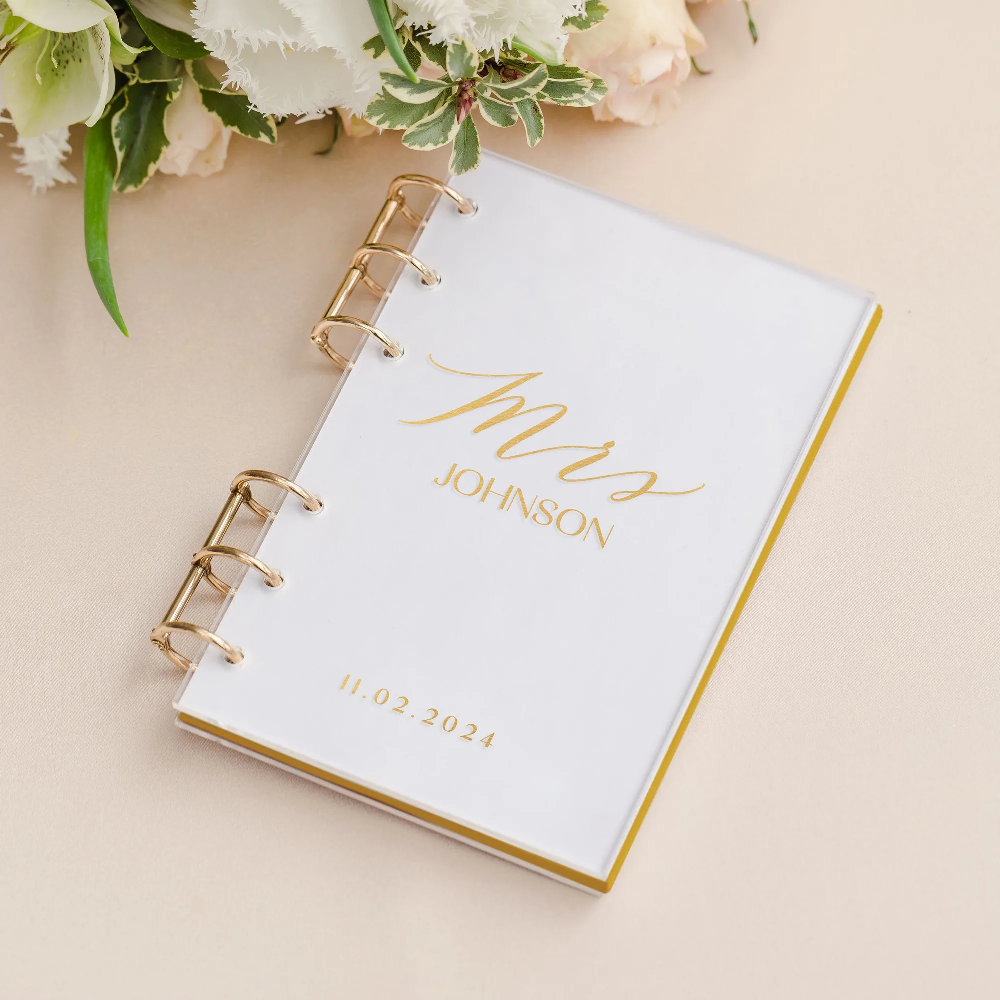 Personalized Clear Acrylic Vow Pocket Notebook - Mrs