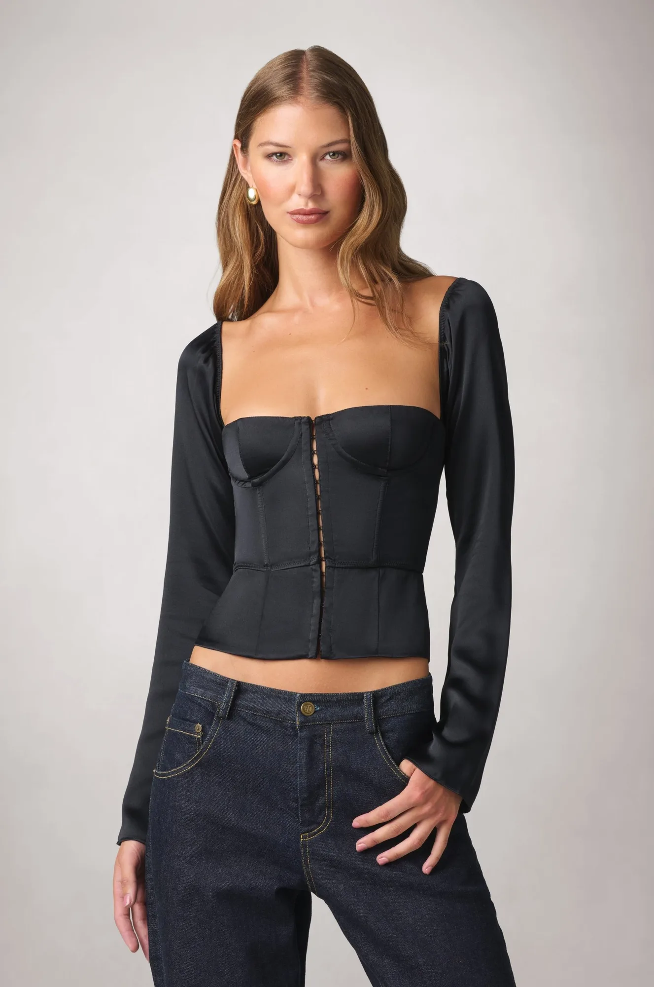 SOIE LONG SLEEVE BUSTIER TOP