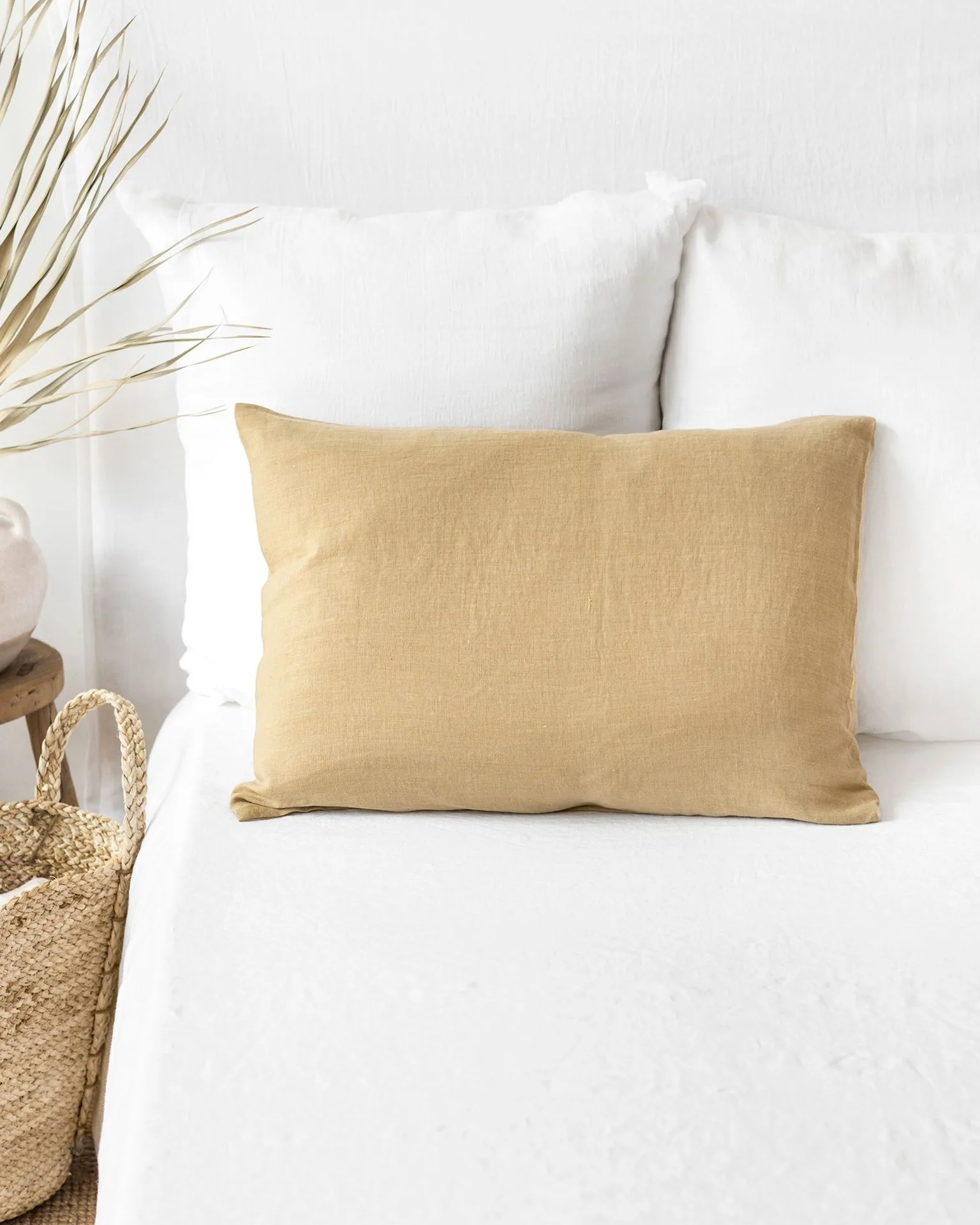 Sandy beige linen pillowcase
