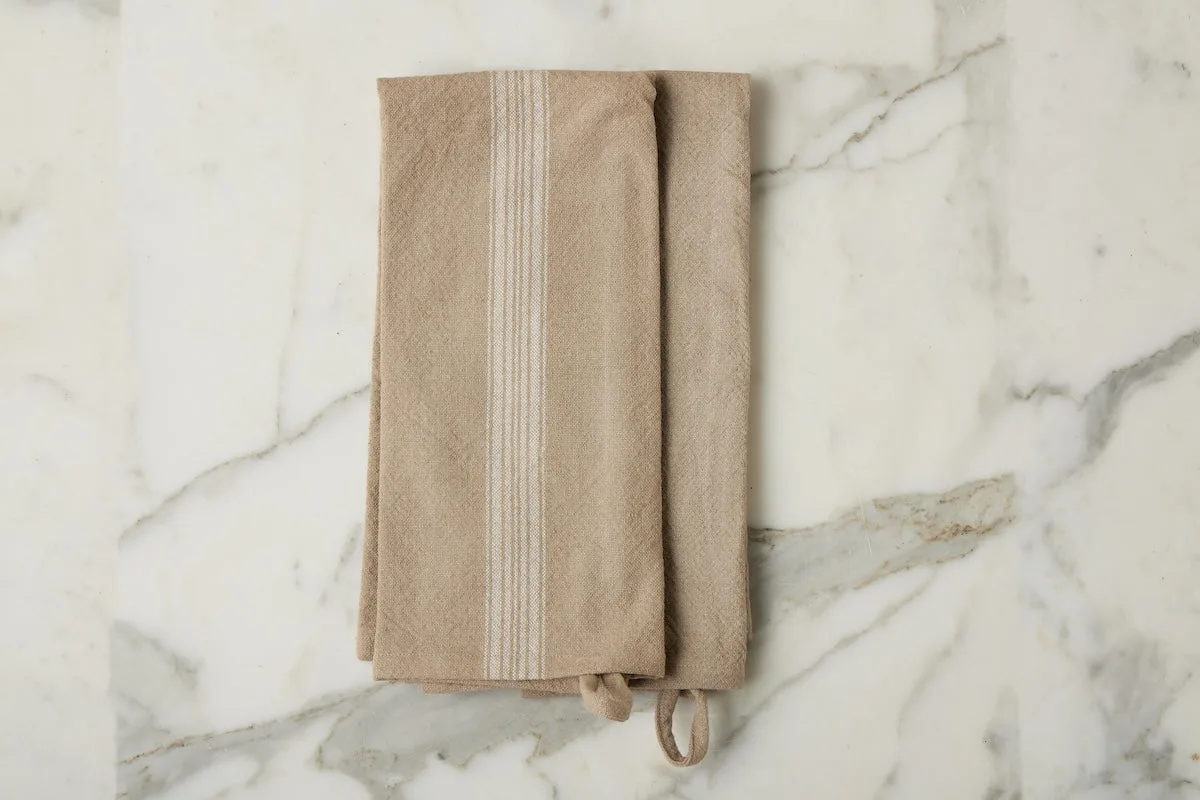 Torchon de cuisine, rayure blanche vintage, lot de 2