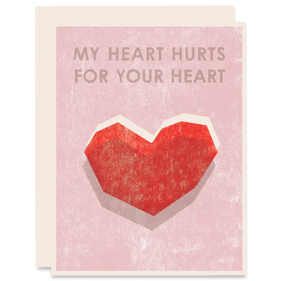 Tarjeta Letterpress Mi corazón duele por tu corazón