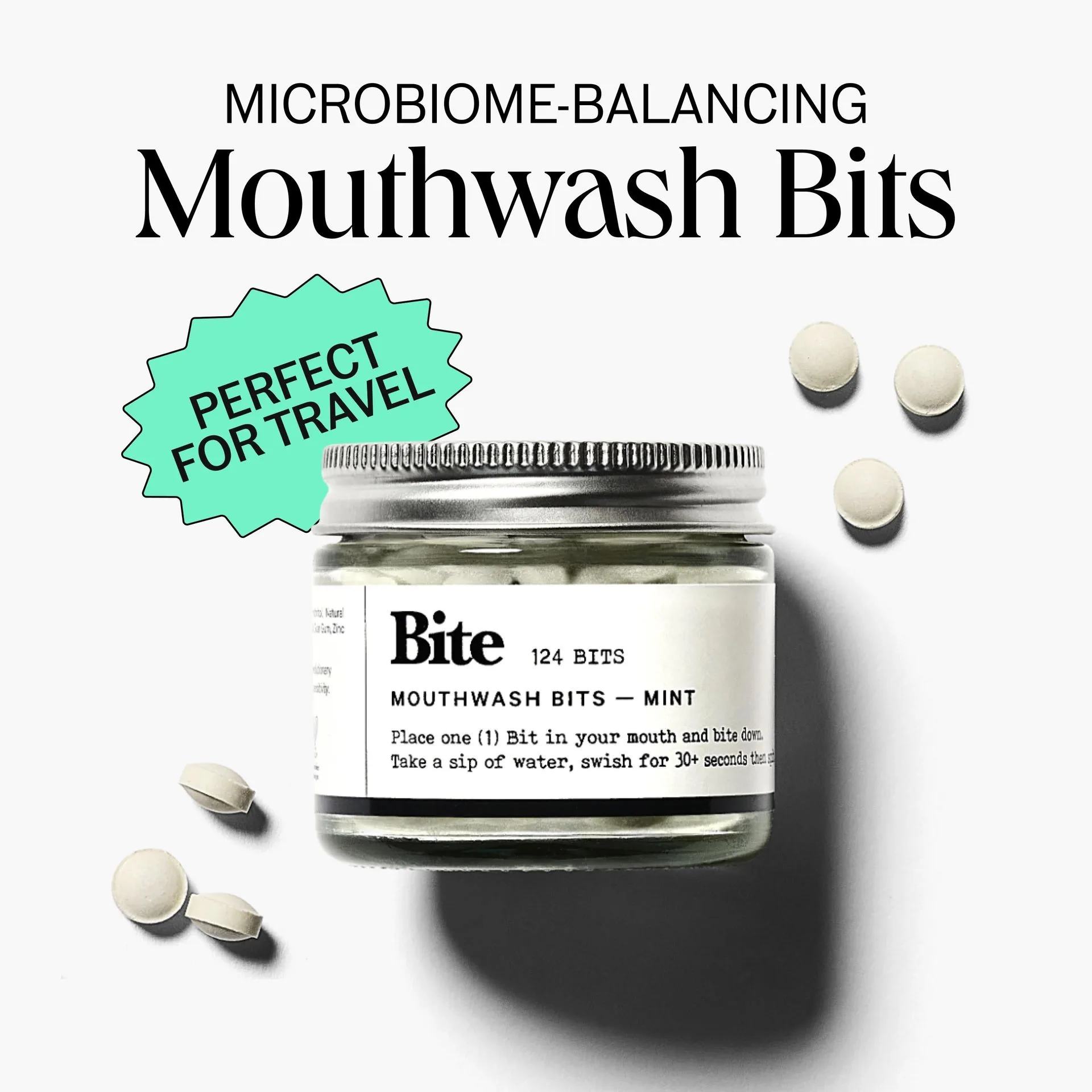Mint Mouthwash Bits – Refreshing, Zero-Waste Mouthwash Tablets with Nano-Hydroxyapatite and Xylitol