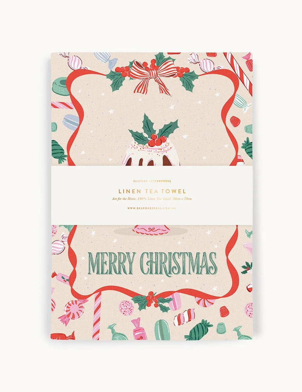 Christmas Treats 100% Linen Tea Towel