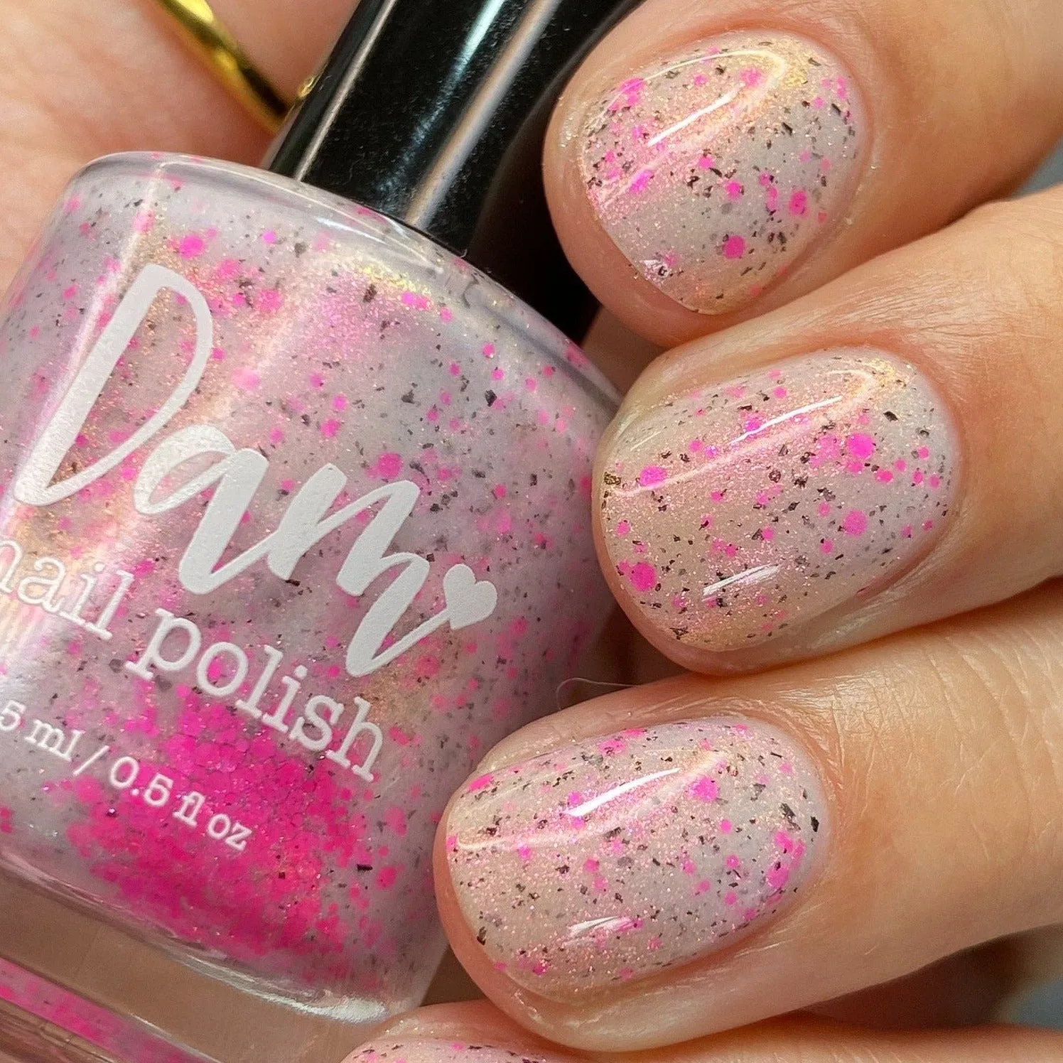 Shimmer Storm - White Crelly - Pink Glitter Nail Polish - Stormy Siblings Collection