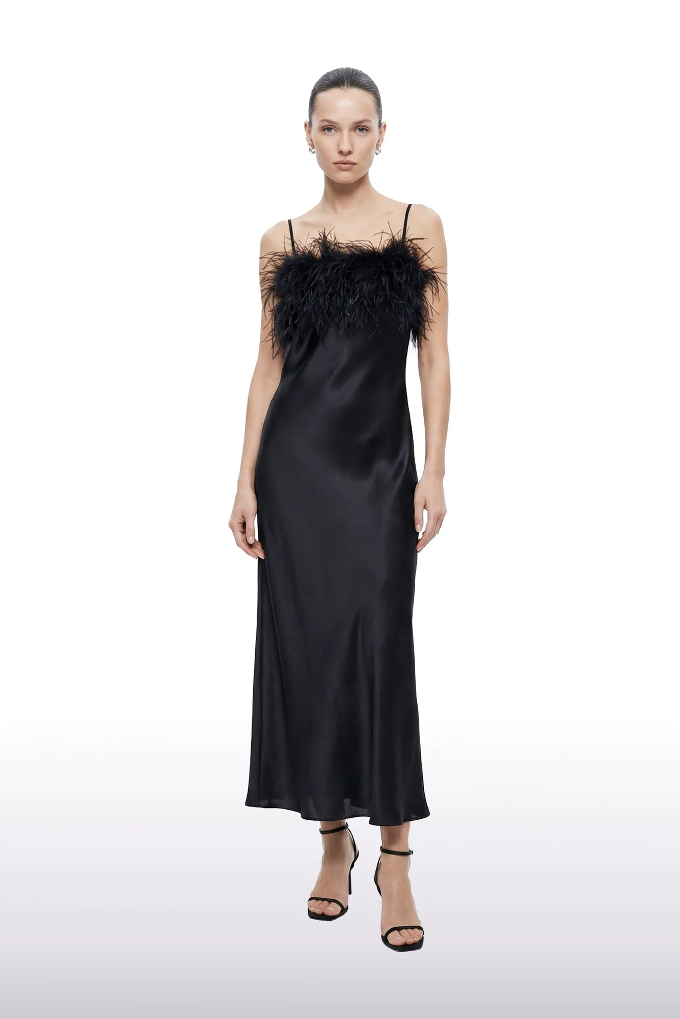 Vestido de seda Swam Negro