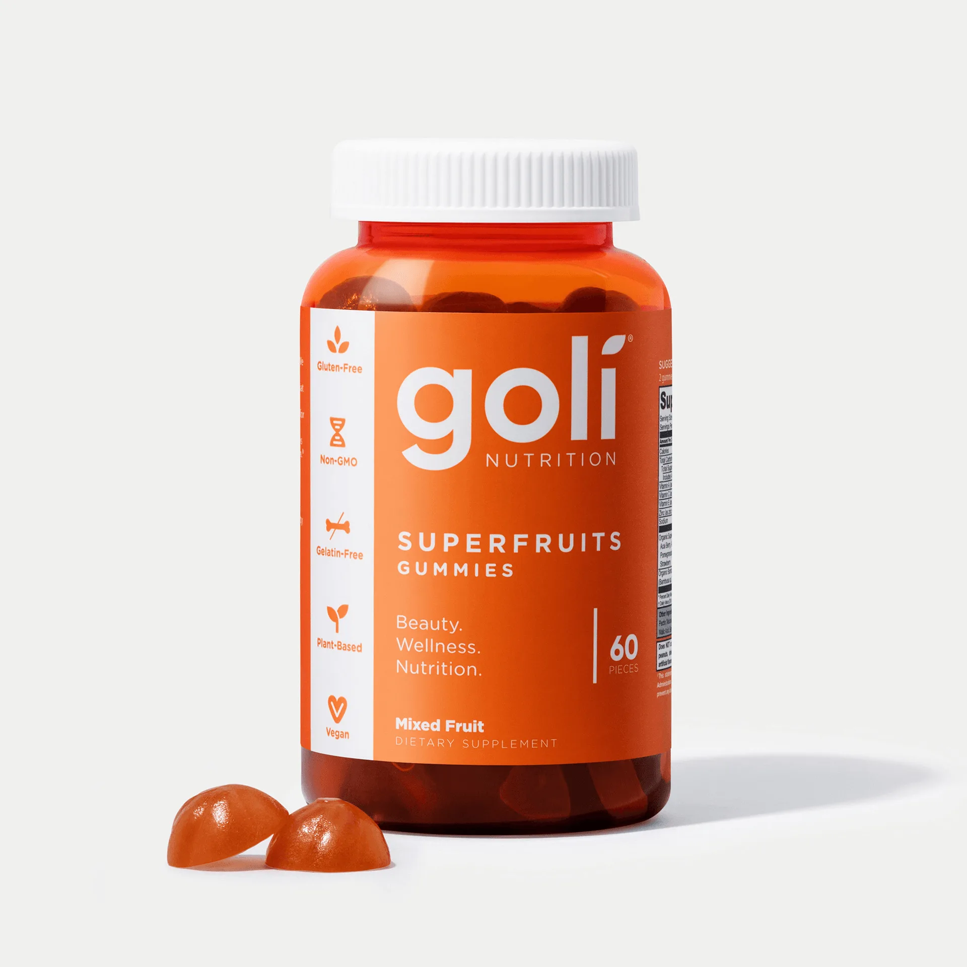 Goli SuperFruits Beauty Gummy Vitamin - Collagen, Mixed Fruit, Vegan, Plant-Based, Non-GMO, Gluten-Free & Gelatin Free