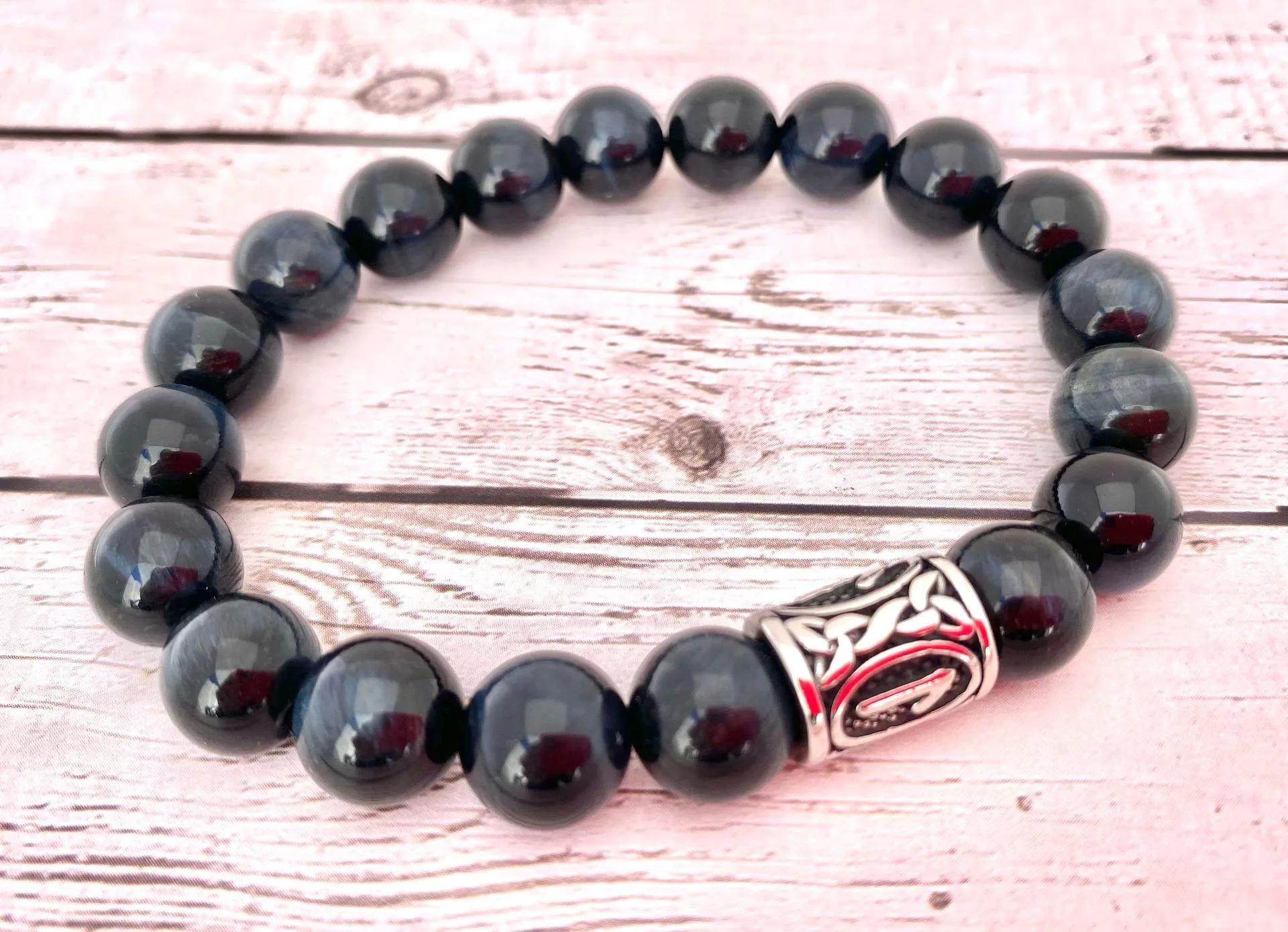 Men's Blue Tiger Eye Bracelet - Men's Beaded Bracelet - Bracelet for Focus - Men’s Fashion - Quality Beaded Bracelet - Celtic Men’s Bracelet — Lotus & Lava