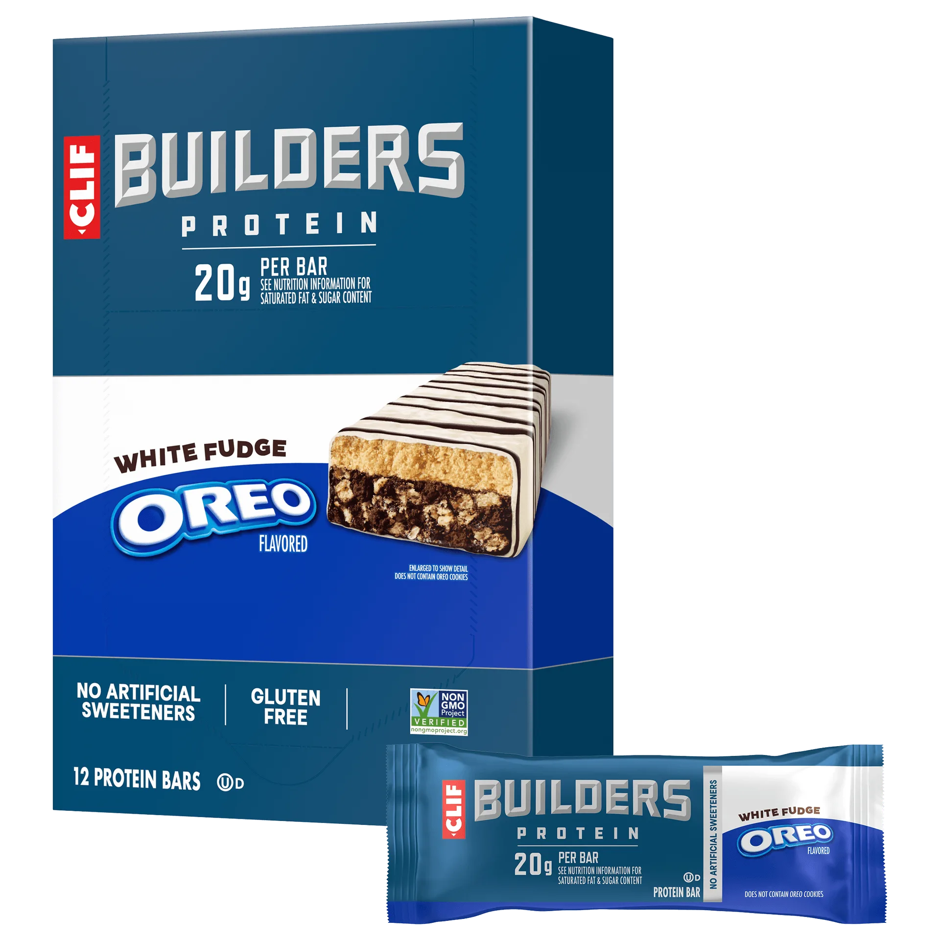 CLIF BUILDERS White Fudge OREO-Flavored Plant Based Protein Bars