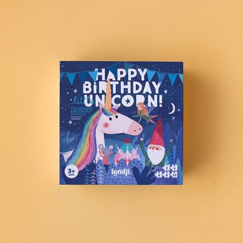 Puzzle de Unicornio Feliz Cumpleaños Londji: Un primer puzzle divertido