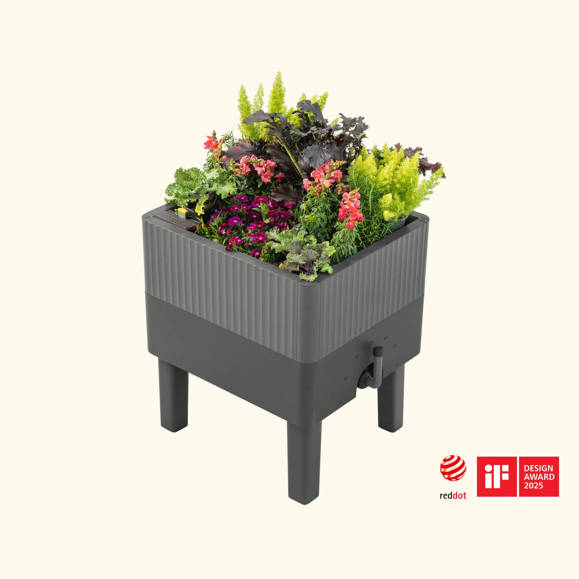 Macetero Autoriego EZCube 21" x 24" Elevado - Gris Niebla