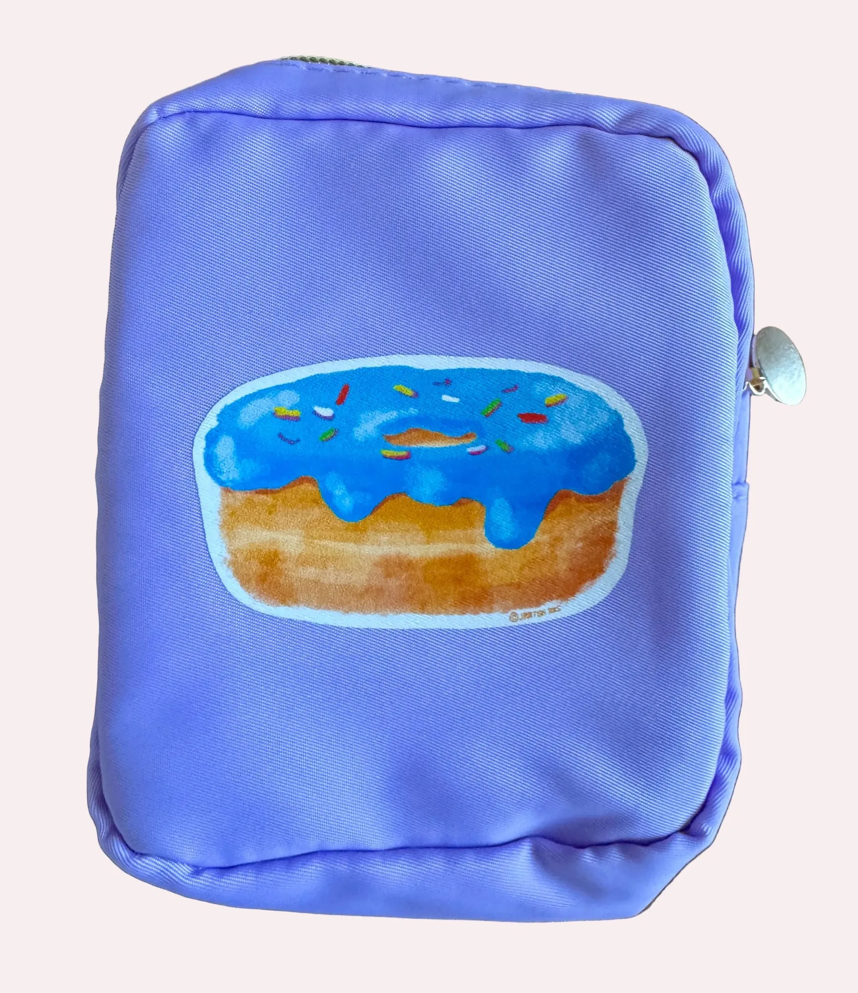 Blue Donut Mini Zipper Pouch – Purple Cosmetic & Accessory Bag