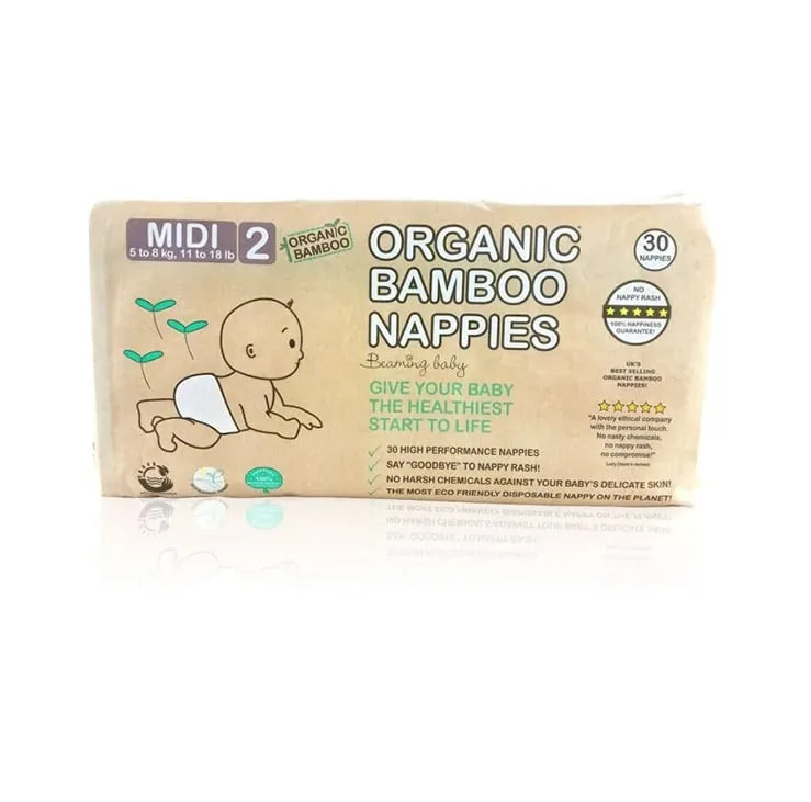 Beaming Baby Organic Bamboo Nappies – Midi – Size 2