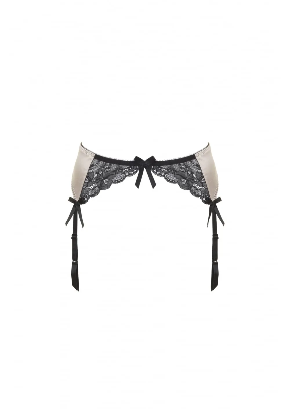 Amelie Champagne & Black Lace Suspender