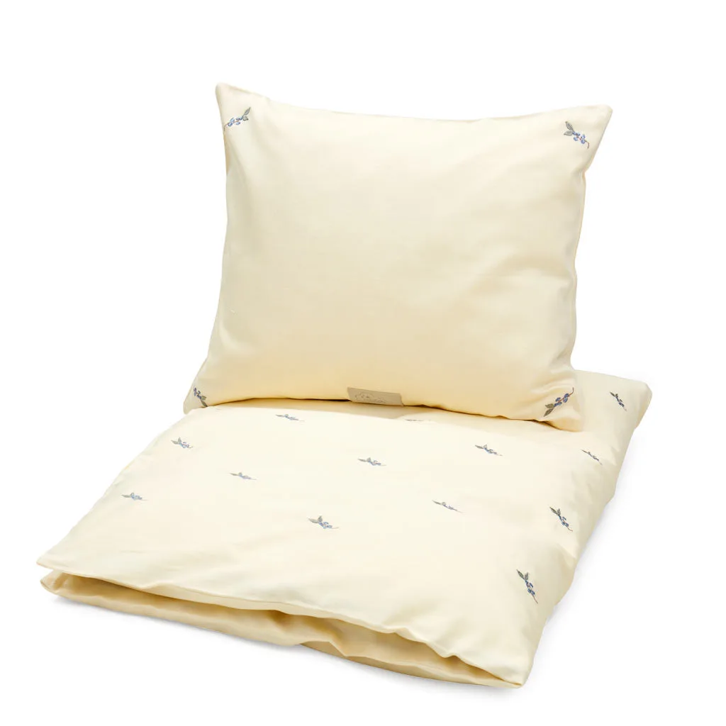 Embroidered Baby Bedding Set, 70x100cm - GOTS - Blueberries