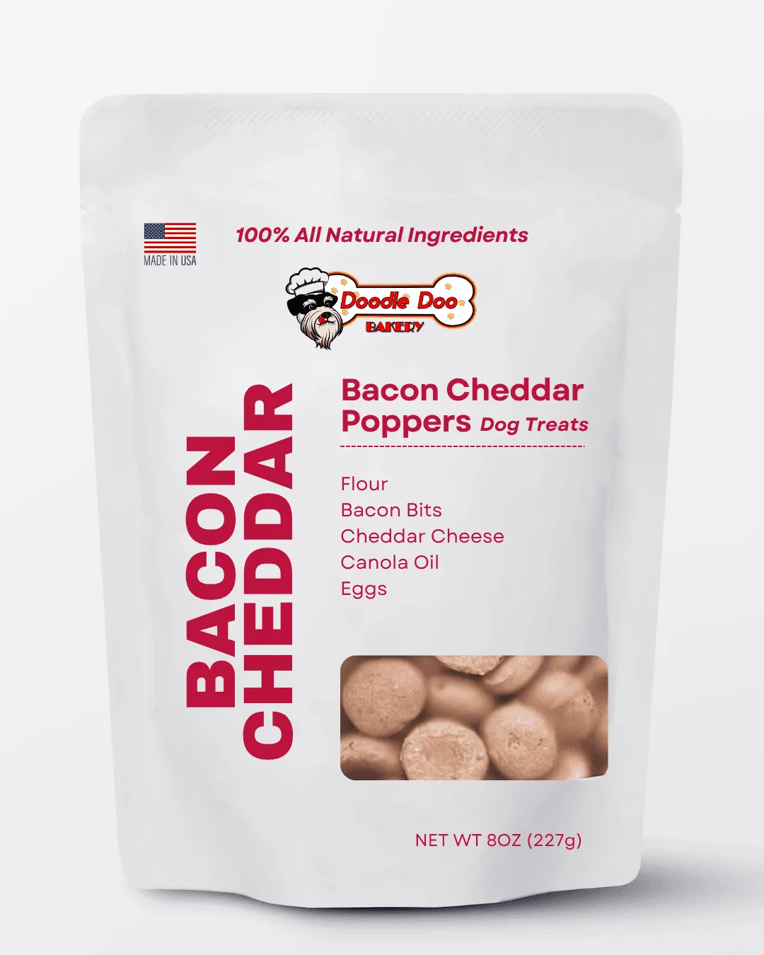 Homemade Dog Treats - Bacon Cheddar Poppers Treat 1/2lb