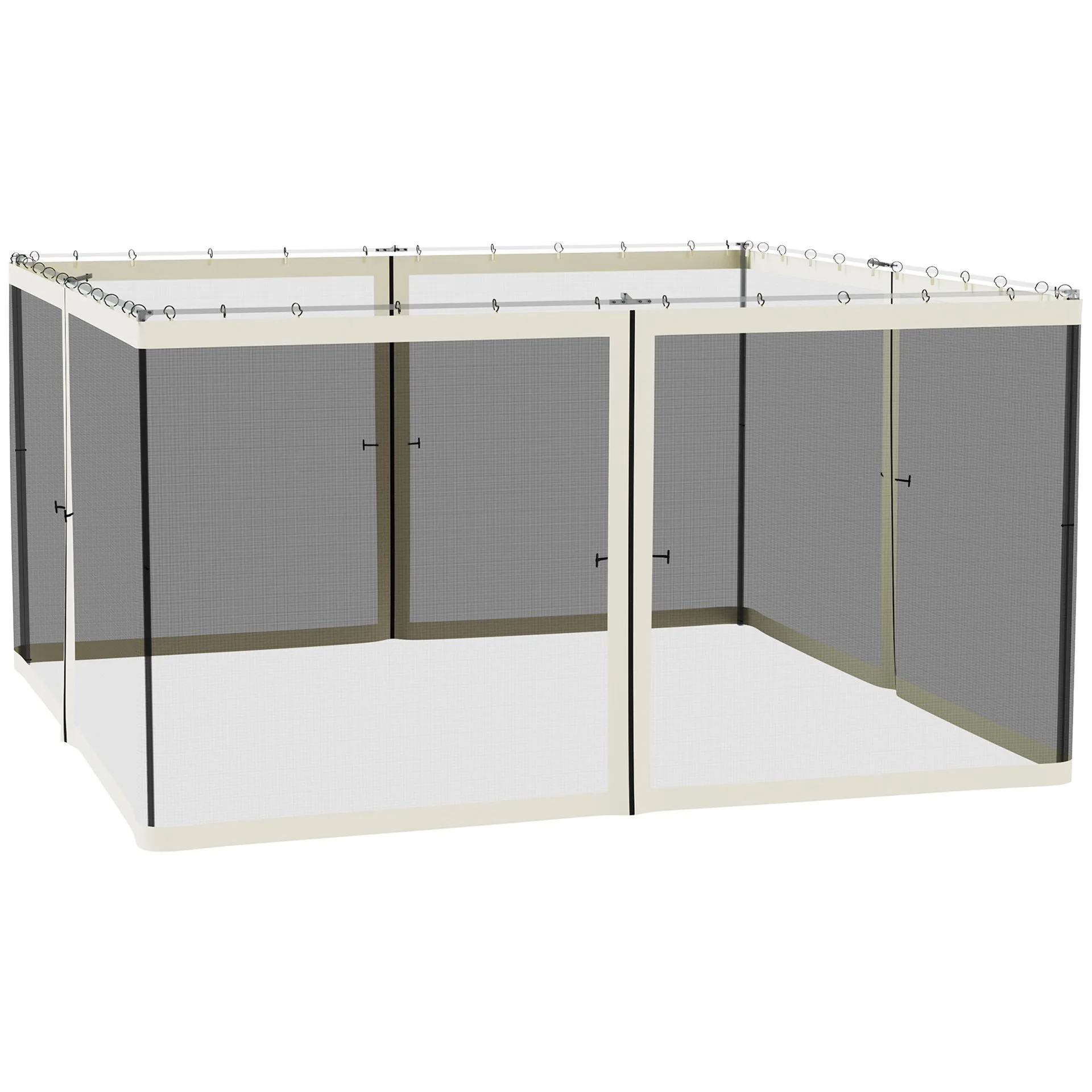 Outsunny 13x13 Gazebo Netting Mosquito Netting Screen with Zippers, Black Rings, High-Quality Polyester, Washable, Black