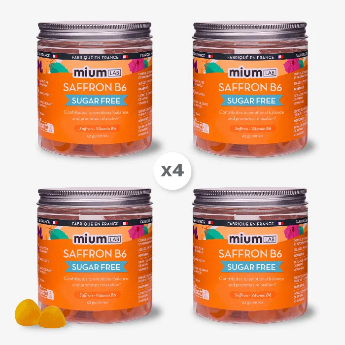 ŻELKI Z SZAFRANEM I WITAMINĄ B6 BEZ CUKRU | Super pack | 4 x 21 dni