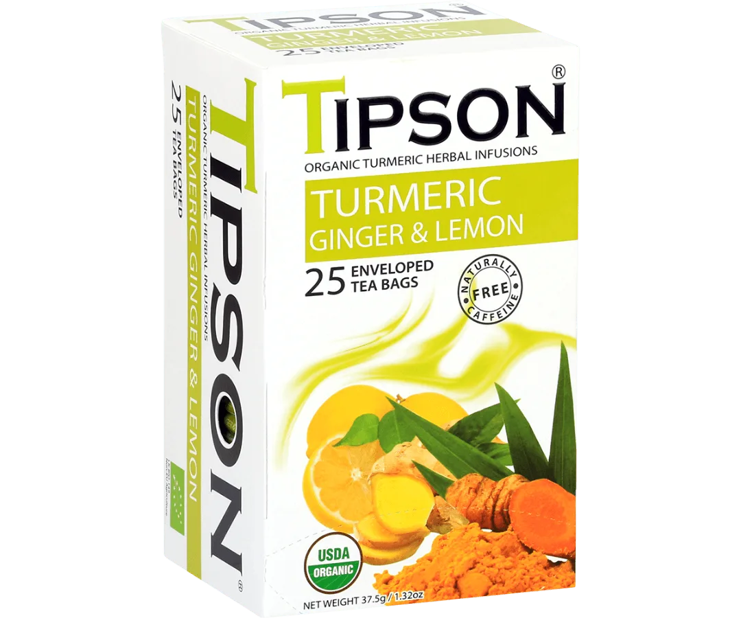 Cúrcuma, jengibre y limón orgánicos - 25 bolsitas de té ensobradas