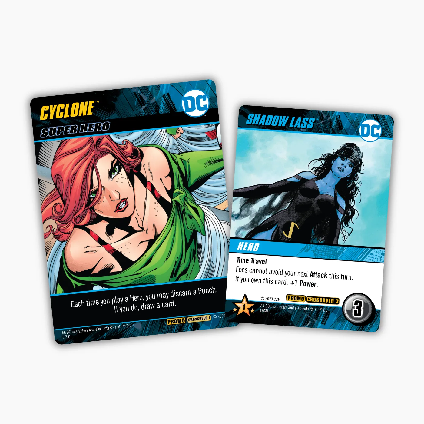 Guide des cartes promo Cyclone et Shadow Lass de DC Deck-Building