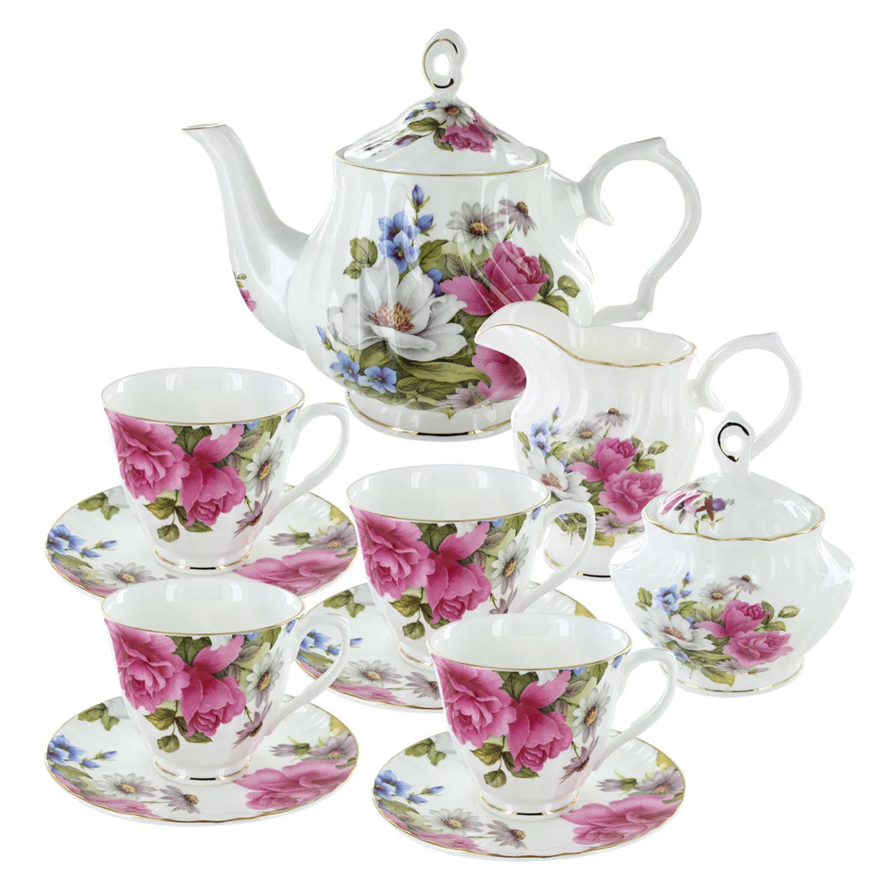 Graces Rose Bone China Tea Set Bundle