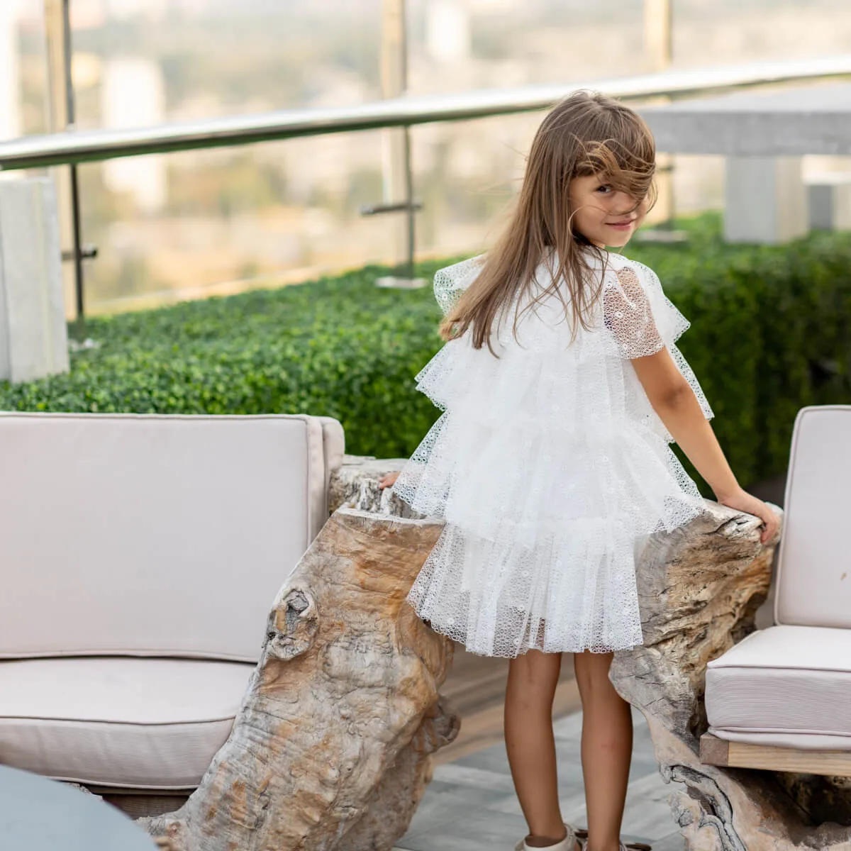 ELIZA Cascading Tulle Flower Girl Dress