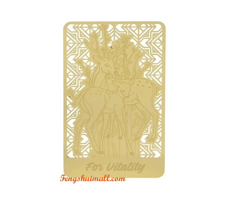 Healing Deer Golden Feng Shui Wallet Card