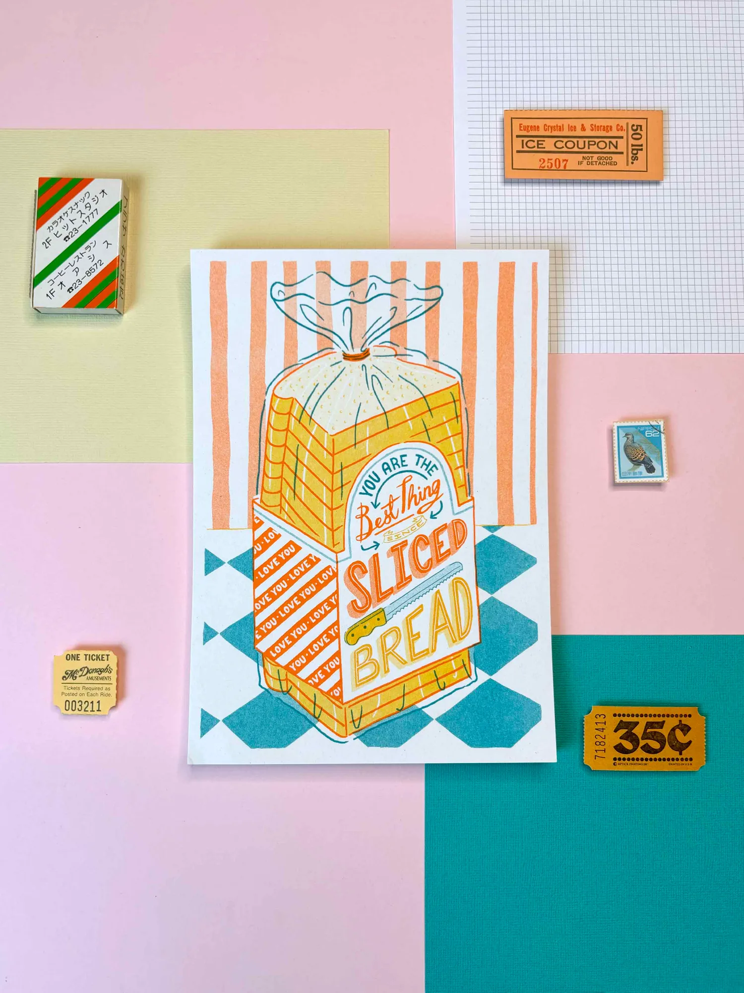 A5 Sliced Bread Risograph Print