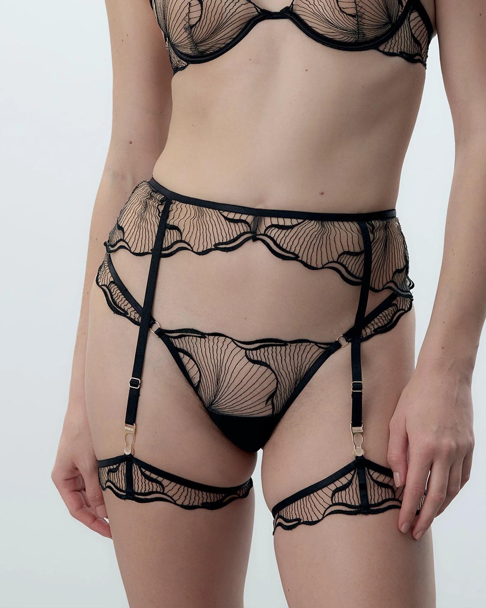 Marabel abnehmbare Oberschenkel-Straps Schwarz