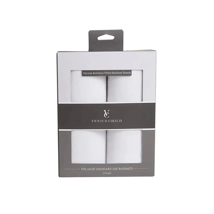 Venice Child Bamboo Bassinet Sheets - 2 pack in Off White