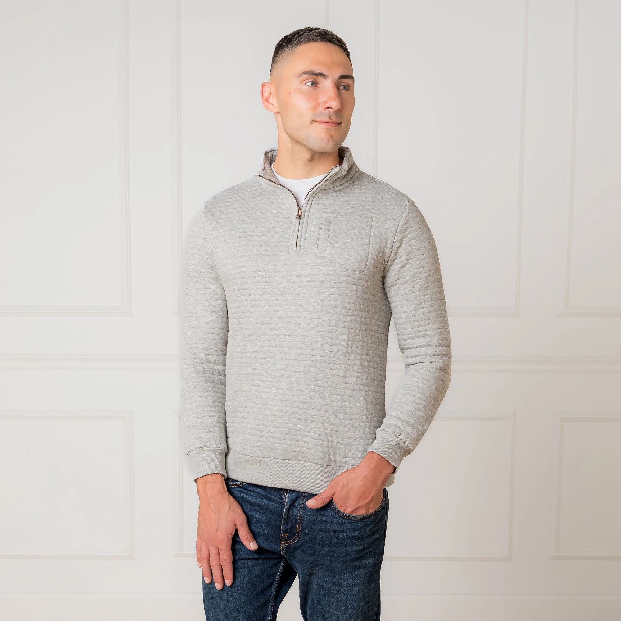 Quilted Half Zip Pullover