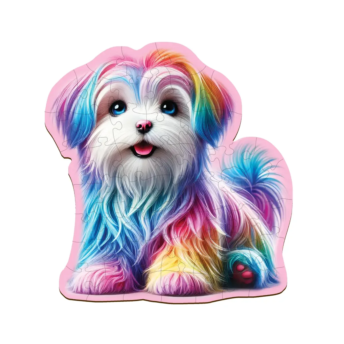 Cucciolo felice vs volpe carina: puzzle in legno da 50 pezzi come regalo