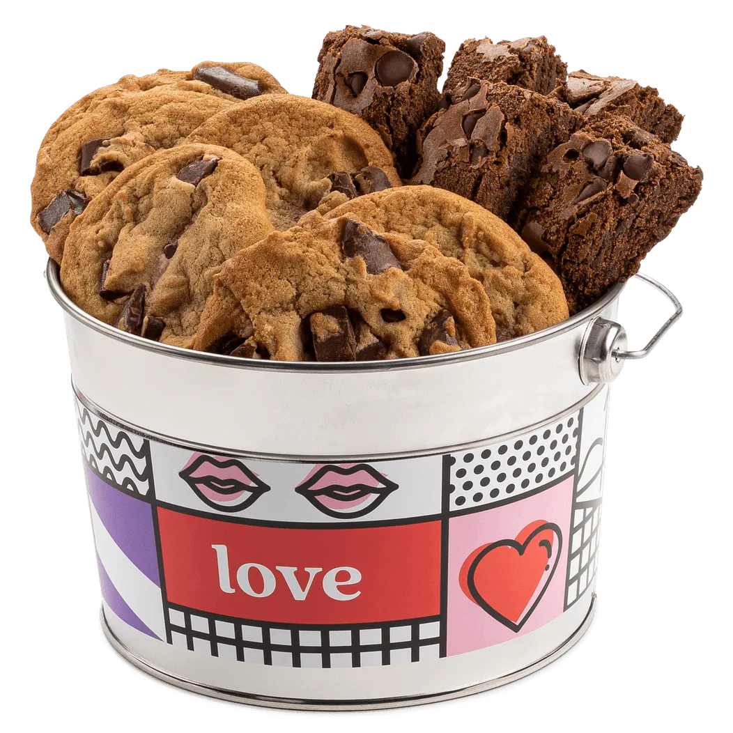 Wiadro degustacyjne ciasteczek i brownie I Love You