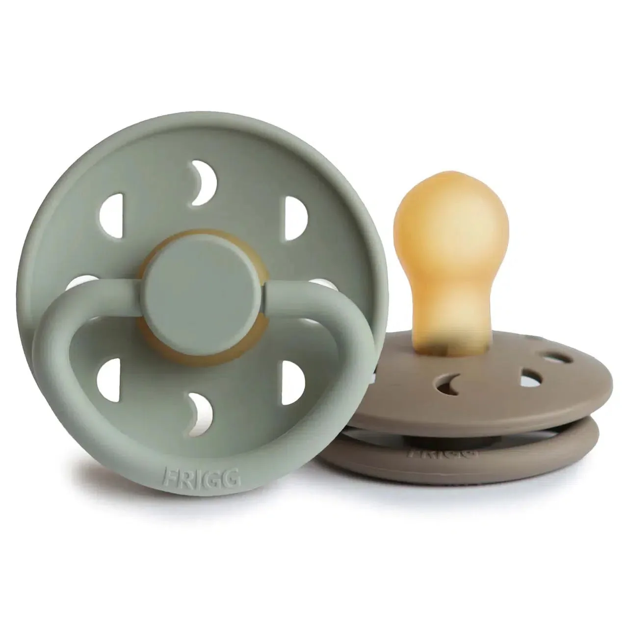 Mushie - FRIGG Moon Natural Rubber Pacifier 2-Pack - Sage & Portobello