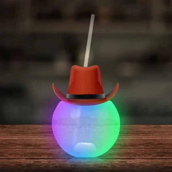 Chapeau de cowboy LED avec gobelet et paille : Guide de fête amusant